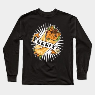 Purrito Cat In Burrito Mexican Food Long Sleeve T-Shirt